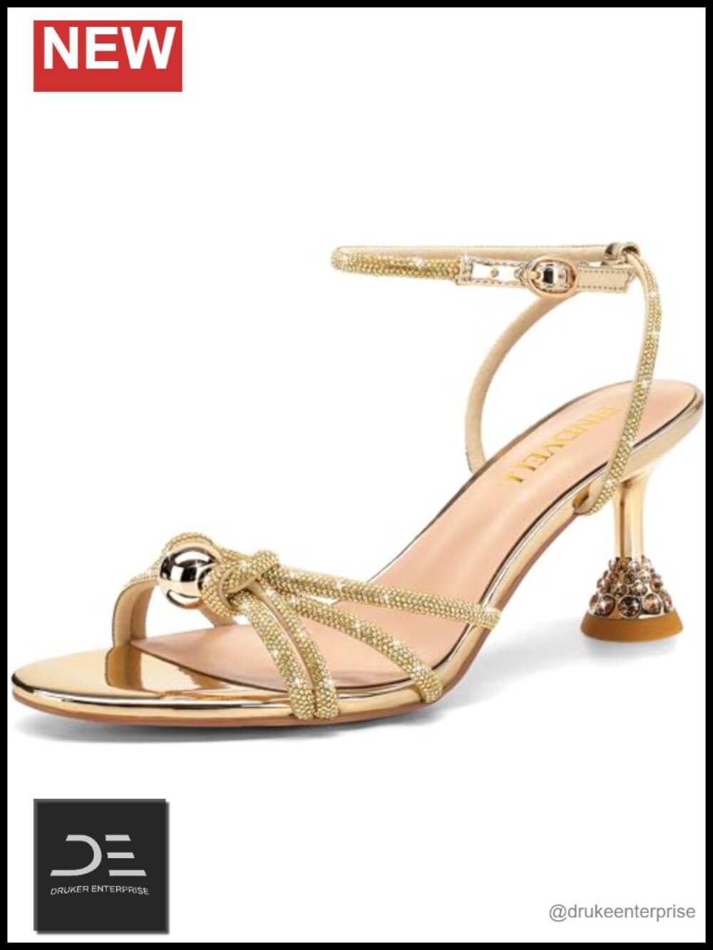 Strappy Rhinestone Pearl Low Heel Sandals Women's Open Toe Kitten Heels Wedding